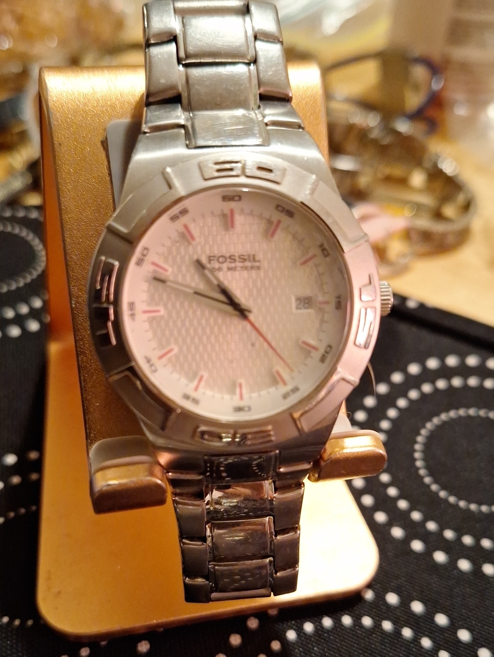 Fossil Silver Men's Stainless Steel Watch with White Dial